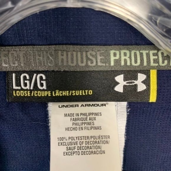 Under Armour Mens Logo Blue Pullover Size L Fan Cloth Windbreaker Shell 3/4 Zip - Picture 6 of 9